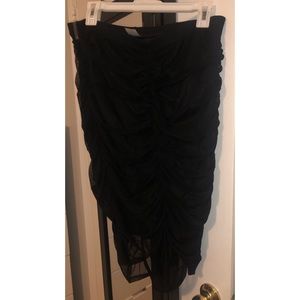Black Ruched mesh skirt